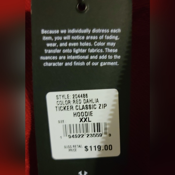 True Religion Red Zip-Up Hoodie - Picture 3 of 5